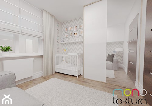 Mieszkanie 55m2 - Mała biała sypialnia, styl nowoczesny - zdjęcie od MONOTEKTURA