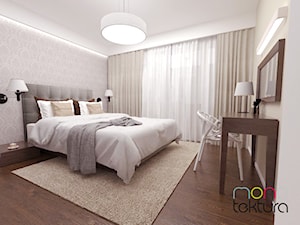 Dom jednorodzinny, 110m2 - Średnia biała szara sypialnia, styl tradycyjny - zdjęcie od MONOTEKTURA