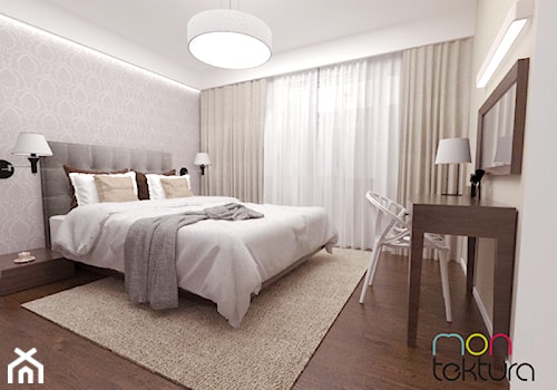 Dom jednorodzinny, 110m2 - Średnia biała szara sypialnia, styl tradycyjny - zdjęcie od MONOTEKTURA