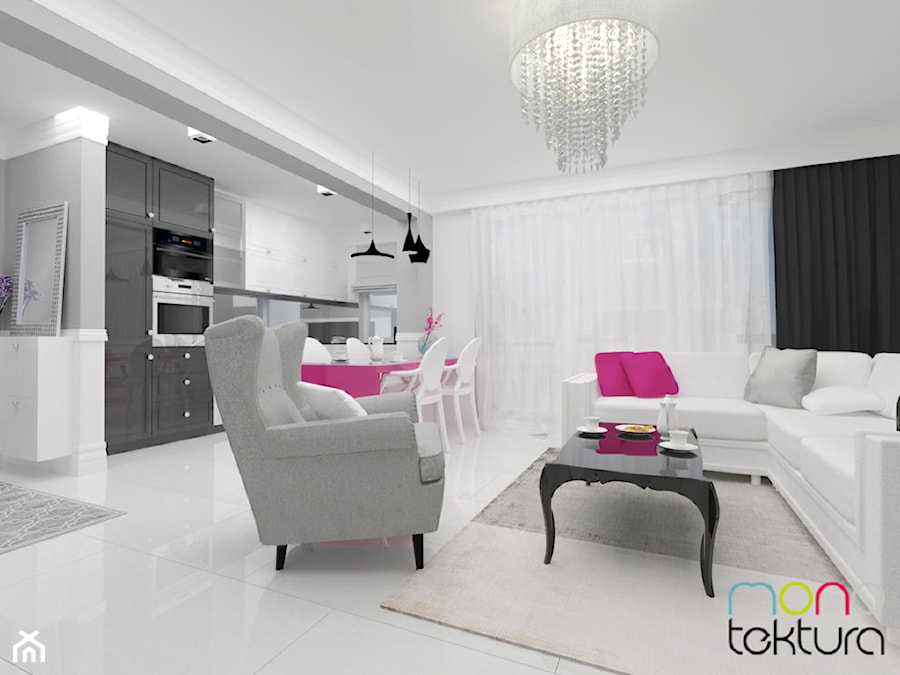 Mieszkanie 50m2 - Salon, styl glamour - zdjęcie od MONOTEKTURA