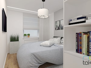 Mieszkanie 45m2 - Mała szara sypialnia, styl nowoczesny - zdjęcie od MONOTEKTURA