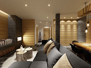 Apartament 47m2. Zakopane - Średni szary salon z jadalnią, styl nowoczesny - zdjęcie od PRØJEKTYW | Architektura Wnętrz & Design