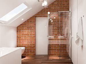 Projekty Łazienek. Wrocław - Średnia na poddaszu łazienka z oknem, styl nowoczesny - zdjęcie od PRØJEKTYW | Architektura Wnętrz & Design