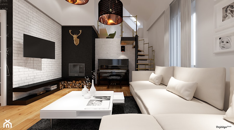 Projekt metamorfozy wnętrz wielopokoleniowego domu w Krynicy Zdrój - Salon, styl nowoczesny - zdjęcie od PRØJEKTYW | Architektura Wnętrz & Design
