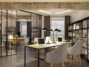 Projekt biura 50m2, Kraków centrum - Średnie w osobnym pomieszczeniu białe biuro, styl nowoczesny - zdjęcie od PRØJEKTYW | Architektura Wnętrz & Design
