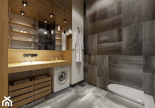 Apartament 47m2. Zakopane - Średnia bez okna z pralką / suszarką łazienka, styl nowoczesny - zdjęcie od PRØJEKTYW | Architektura Wnętrz & Design