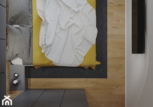 Projekt mieszkania. Kraków Nowe Czyżyny - Mała biała szara sypialnia, styl nowoczesny - zdjęcie od PRØJEKTYW | Architektura Wnętrz & Design