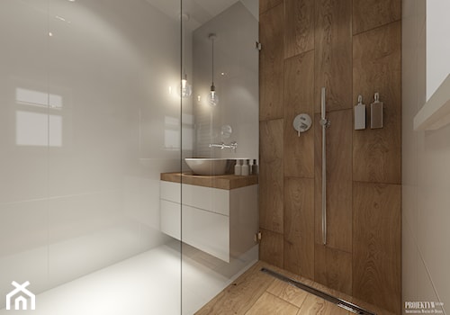 Projekt łazienek. Stratford, Anglia. - Mała łazienka z oknem, styl skandynawski - zdjęcie od PRØJEKTYW | Architektura Wnętrz & Design