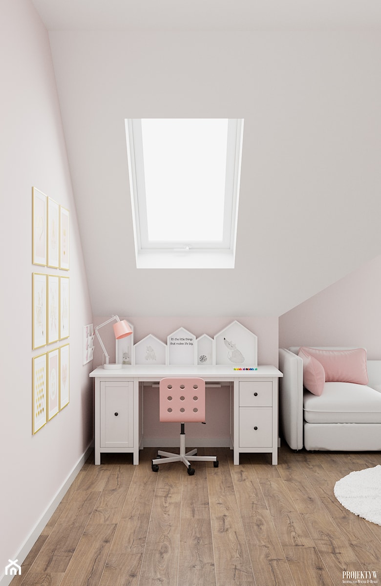 Projekt wnętrz domu jednorodzinnego w Krakowie - Średni szary pokój dziecka dla nastolatka dla dziewczynki, styl skandynawski - zdjęcie od PRØJEKTYW | Architektura Wnętrz & Design