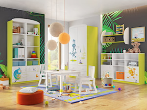 Kolekcje młodzieżowe - Średni czarny szary zielony pokój dziecka dla dziecka dla chłopca dla rodzeństwa - zdjęcie od Meblik - meble dla dzieci i młodzieży oraz darmowy projekt pokoju