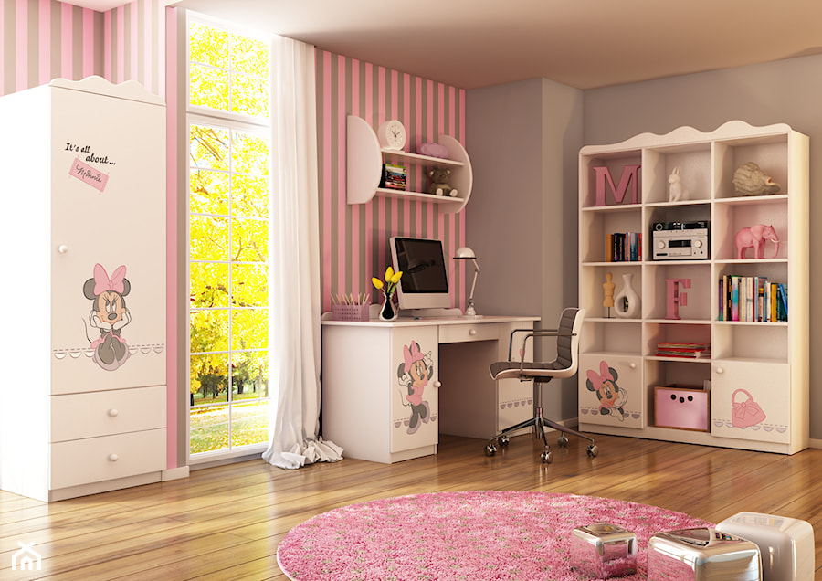 Kolekcje Disney - Średni różowy szary pokój dziecka dla dziecka dla dziewczynki, styl nowoczesny - zdjęcie od Meblik - meble dla dzieci i młodzieży oraz darmowy projekt pokoju