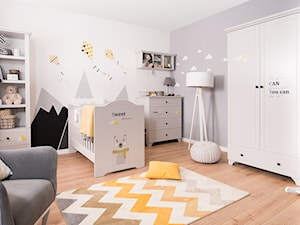 Kolekcja ReStyle - Średni biały czarny szary pokój dziecka dla niemowlaka dla chłopca, styl skandynawski - zdjęcie od Meblik - meble dla dzieci i młodzieży oraz darmowy projekt pokoju