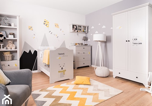 Kolekcja ReStyle - Średni biały czarny szary pokój dziecka dla niemowlaka dla chłopca, styl skandynawski - zdjęcie od Meblik - meble dla dzieci i młodzieży oraz darmowy projekt pokoju
