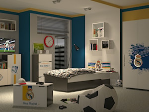 Kolekcje młodzieżowe - Średni szary niebieski żółty pokój dziecka dla dziecka dla chłopca dla dziewczynki, styl nowoczesny - zdjęcie od Meblik - meble dla dzieci i młodzieży oraz darmowy projekt pokoju