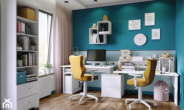 nowoczesny pokój dziecka, białe biurko