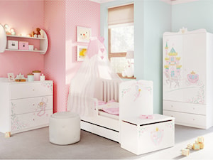 Kolekcje dziecięce - Średni różowy szary pokój dziecka dla niemowlaka dla dziewczynki - zdjęcie od Meblik - meble dla dzieci i młodzieży oraz darmowy projekt pokoju