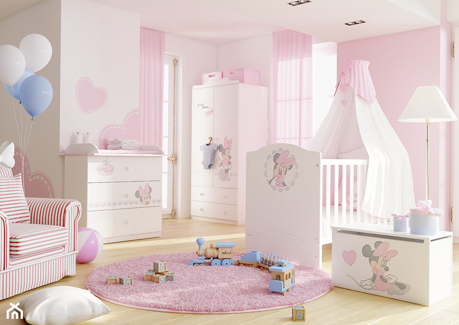 Kolekcje Disney - Duży biały różowy pokój dziecka dla dziecka dla dziewczynki, styl nowoczesny - zdjęcie od Meblik - meble dla dzieci i młodzieży oraz darmowy projekt pokoju