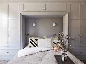 Błękitna sypialnia - sprytne rozwiązanie szaf - zdjęcie od FAVA Studio