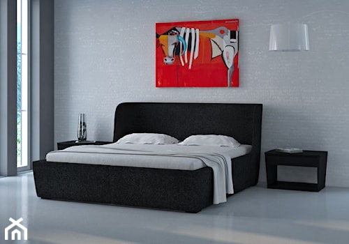 Monochromatyczna sypialnia z kolorowym akcentem - zdjęcie od Le Pukka concept store