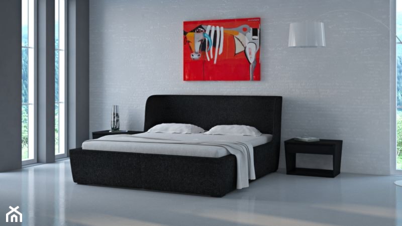Monochromatyczna sypialnia z kolorowym akcentem - zdjęcie od Le Pukka concept store