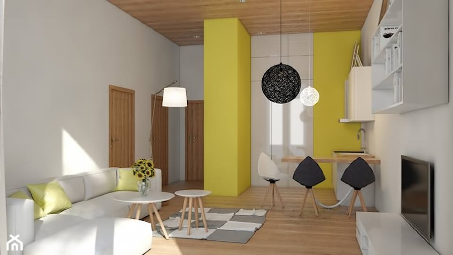 Nowoczesne mieszkanie z żółtymi akcentami - zdjęcie od Le Pukka concept store