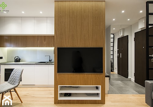 małe nowoczesne mieszkanie - Średni czarny szary salon z kuchnią z jadalnią, styl nowoczesny - zdjęcie od Art of Home