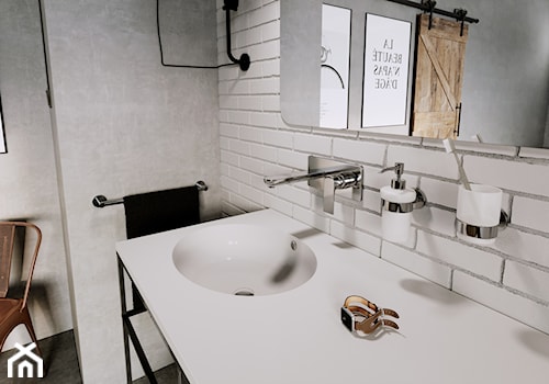 Łazienka - Mała bez okna z lustrem łazienka, styl industrialny - zdjęcie od FERRO