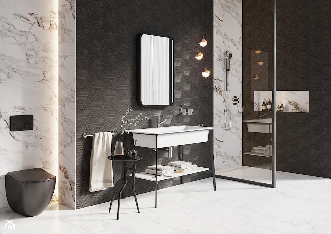 minimalistyczne meble do łazienki, nowoczesna bateria łazienkowa, łazienka w stylu industrialnym
