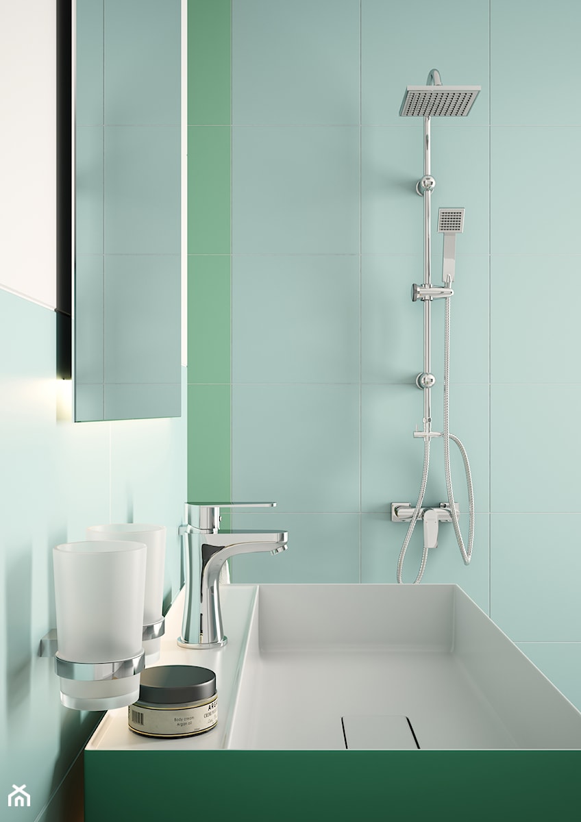Łazienka - Mała bez okna z lustrem łazienka, styl minimalistyczny - zdjęcie od FERRO