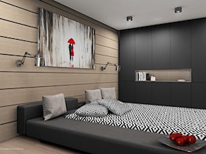 Sypialnia w domu z bali - zdjęcie od Interium Projekt