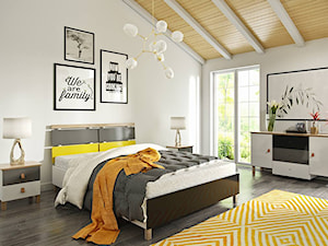 Visby VAXHOLM - drewniane meble w skandynawskim/nowoczesnym stylu - Średnia biała sypialnia na poddaszu z balkonem / tarasem, styl nowoczesny - zdjęcie od onemarket.pl - meble i dodatki