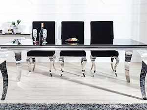 MODERN BAROCK elegancki stół do jadalni w stylu glamour z czarnym blatem i srebrnymi nogami 180 cm - zdjęcie od onemarket.pl - meble i dodatki