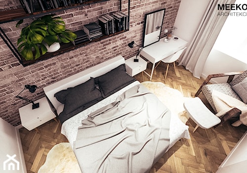 Mieszkanie loft w Mielcu - Mała szara z biurkiem sypialnia, styl industrialny - zdjęcie od MEEKO Architekci