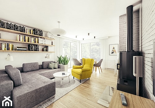 Mieszkanie w stylu skandynawskim pod Rzeszowem. - Średni biały salon, styl skandynawski - zdjęcie od MEEKO Architekci