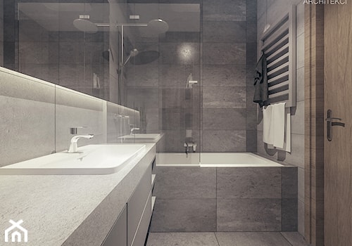 Dom w stylu nowoczesnym pod Mielcem - Mała na poddaszu bez okna z lustrem łazienka, styl nowoczesny - zdjęcie od MEEKO Architekci
