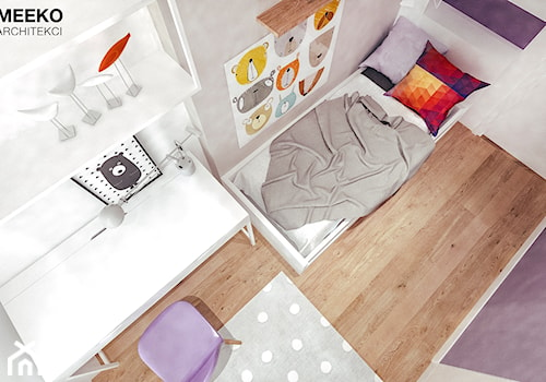 Mieszkanie loft w Mielcu - Średni fioletowy szary pokój dziecka dla nastolatka dla chłopca dla dziew ... - zdjęcie od MEEKO Architekci