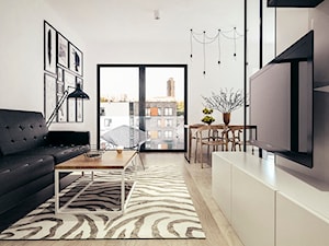 Mieszkanie w stylu loftowym w Krakowie - Mała biała jadalnia w kuchni, styl industrialny - zdjęcie od MEEKO Architekci