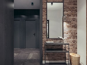 Mieszkanie w stylu loftowym w Krakowie - Średni biały czarny z marmurem na podłodze hol / przedpokój, styl industrialny - zdjęcie od MEEKO Architekci