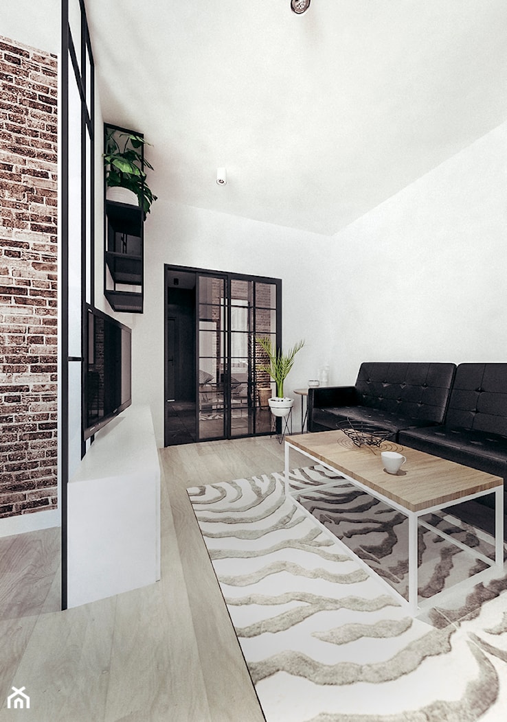 Mieszkanie w stylu loftowym w Krakowie - Średni biały salon, styl industrialny - zdjęcie od MEEKO Architekci - Homebook