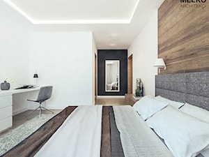Dom w stylu nowoczesnym pod Mielcem - Duża biała z biurkiem sypialnia z garderobą, styl nowoczesny - zdjęcie od MEEKO Architekci