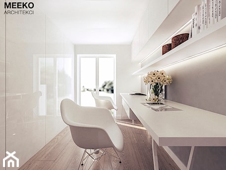 Aranżacje wnętrz - Biuro: Dom w stylu minimalistycznym - Średnie szare biuro, styl minimalistyczny - MEEKO Architekci. Przeglądaj, dodawaj i zapisuj najlepsze zdjęcia, pomysły i inspiracje designerskie. W bazie mamy już prawie milion fotografii!