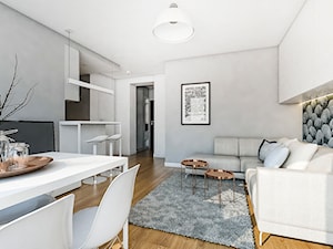 Mieszkanie 40 m w Krakowie - Średni szary salon z kuchnią z jadalnią, styl nowoczesny - zdjęcie od MEEKO Architekci
