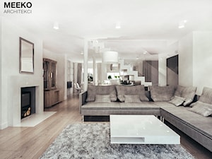 Dom w stylu minimalistycznym - Średni biały salon z jadalnią, styl minimalistyczny - zdjęcie od MEEKO Architekci