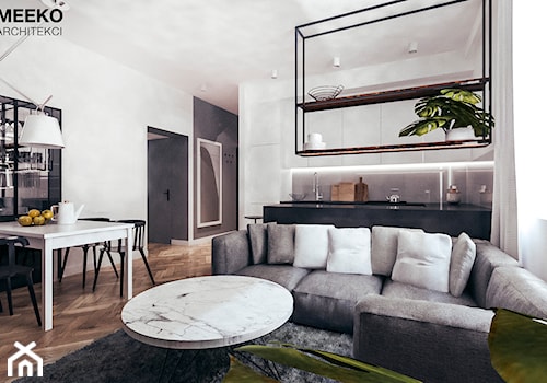 Mieszkanie loft w Mielcu - Średni szary salon z jadalnią, styl industrialny - zdjęcie od MEEKO Architekci