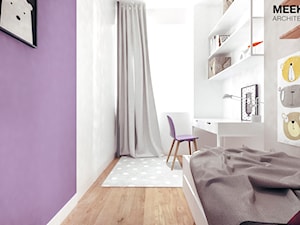 Mieszkanie loft w Mielcu - Mały biały fioletowy pokój dziecka dla dziecka dla nastolatka dla dziewczynki, styl nowoczesny - zdjęcie od MEEKO Architekci