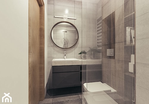 Dom w stylu nowoczesnym pod Mielcem - Mała na poddaszu bez okna z lustrem łazienka, styl nowoczesny - zdjęcie od MEEKO Architekci
