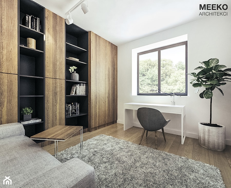 Dom w stylu nowoczesnym pod Mielcem - Średnia biała z biurkiem sypialnia, styl nowoczesny - zdjęcie od MEEKO Architekci