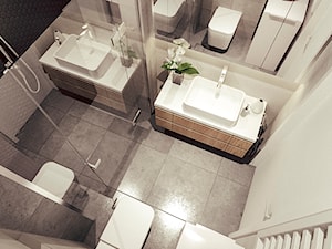 Mieszkanie w stylu skandynawskim w Warszawie - Mała bez okna z lustrem łazienka, styl skandynawski - zdjęcie od MEEKO Architekci