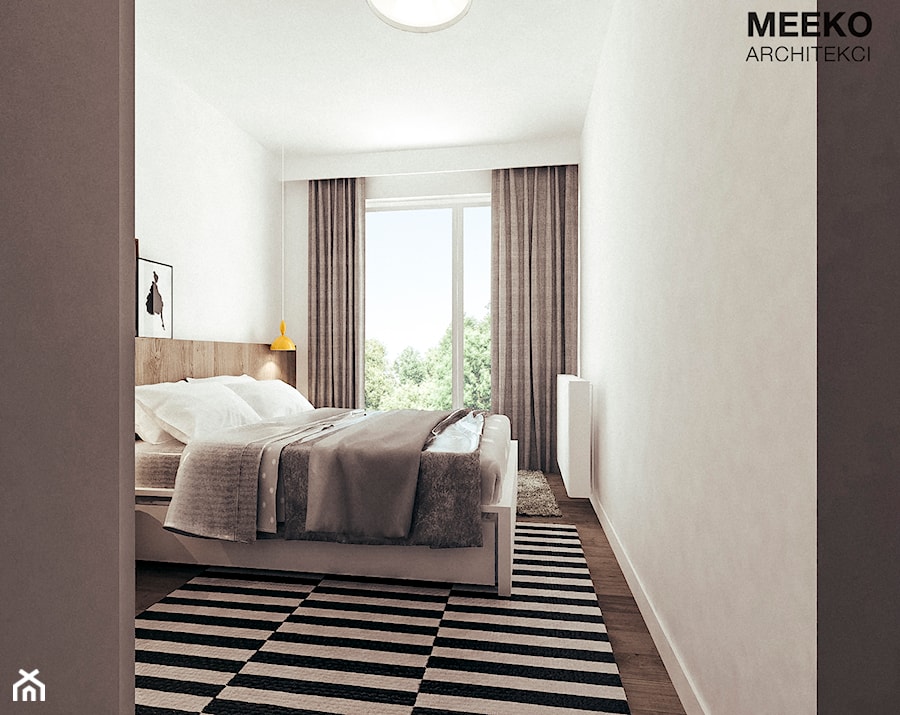 Mieszkanie w stylu skandynawskim w Warszawie - Mała szara sypialnia, styl skandynawski - zdjęcie od MEEKO Architekci