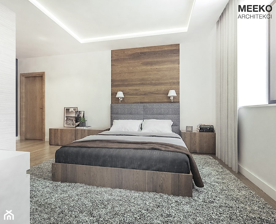 Dom w stylu nowoczesnym pod Mielcem - Duża biała sypialnia, styl nowoczesny - zdjęcie od MEEKO Architekci